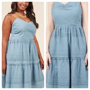 ModCloth Eyelet Embroidered Spaghetti Strap Cotton Dress